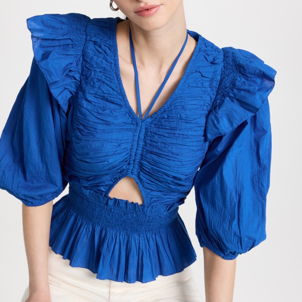 Sea Paco Solid Puff Sleeve Top